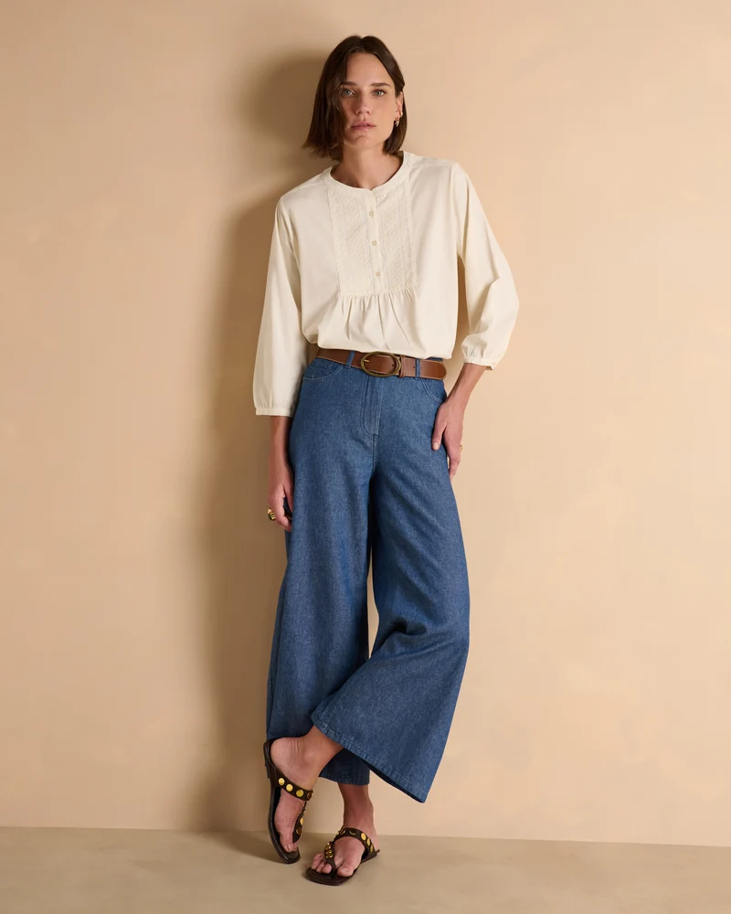 Blouse brodée blanc cassé TASMANIE/13342/003