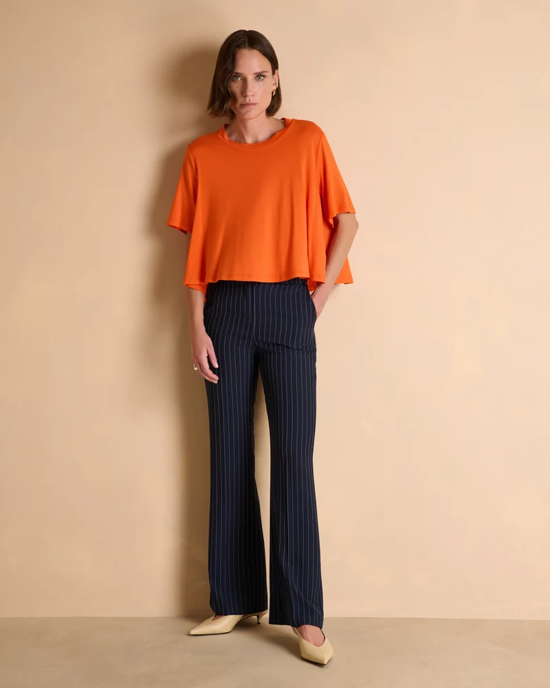 Pantalon large bleu marine à rayures PRATO/13333/635