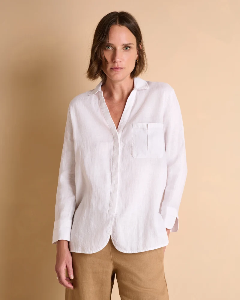 Chemisier oversize blanc CYGNEAU-BIS-LIN/13328/001