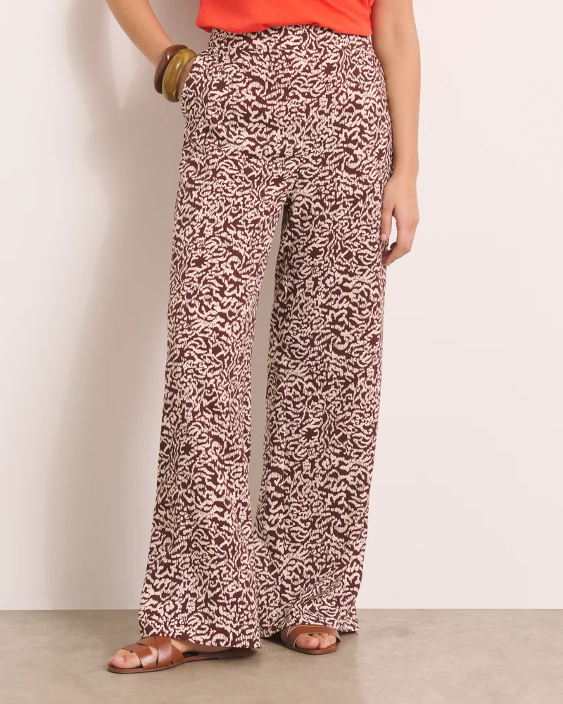 Pantalon large imprimé marron PACHANGA/13207/540