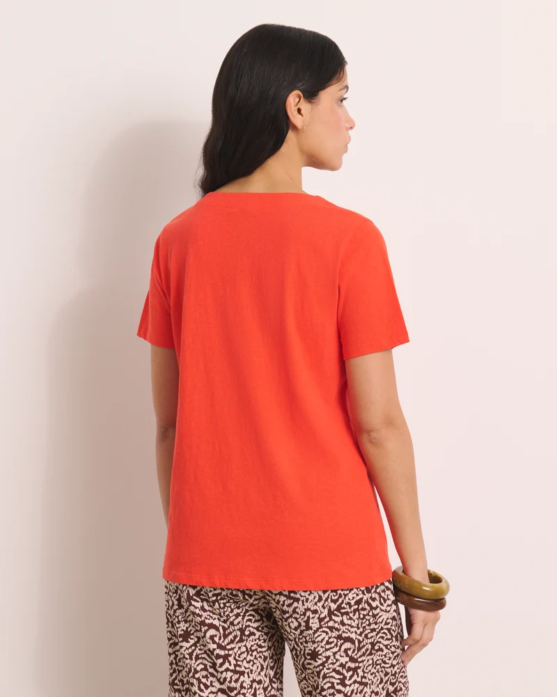 Tee-shirt orange encolure V TZATZIKI/13202/117