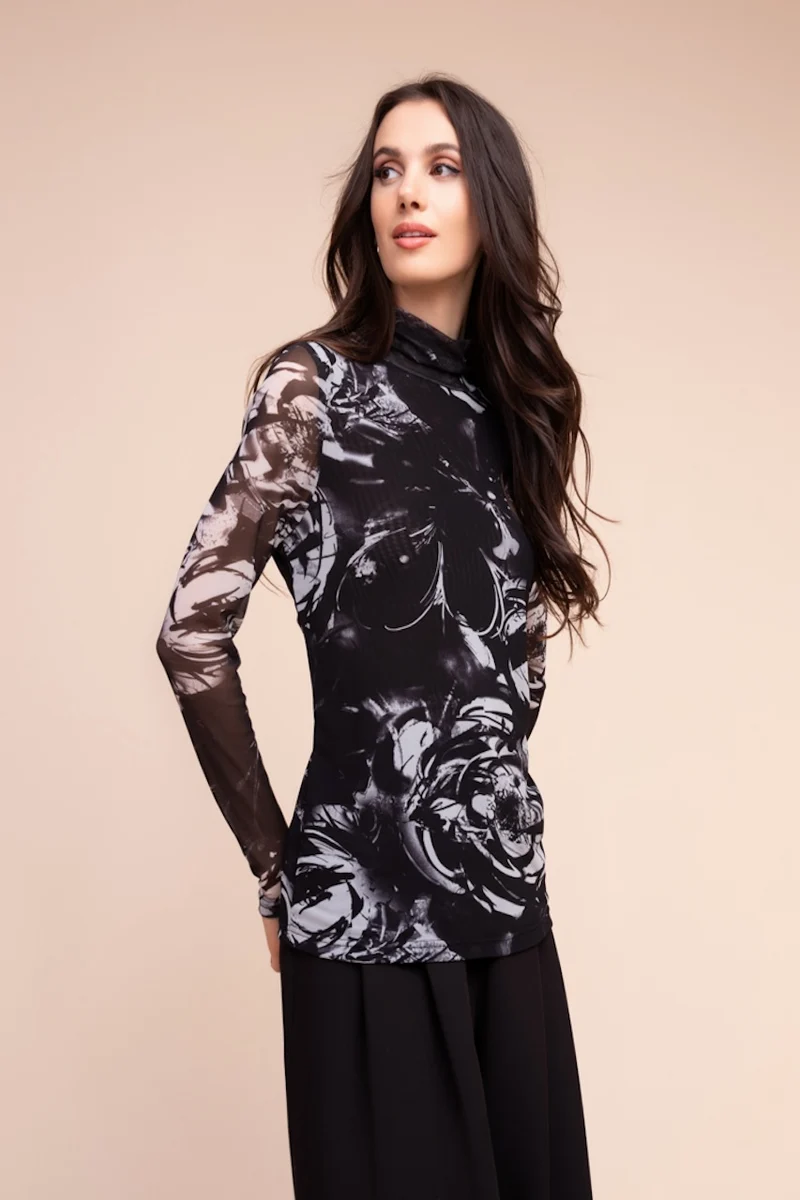 Le haut en maille filet imprimé Alison Sheri | A48362