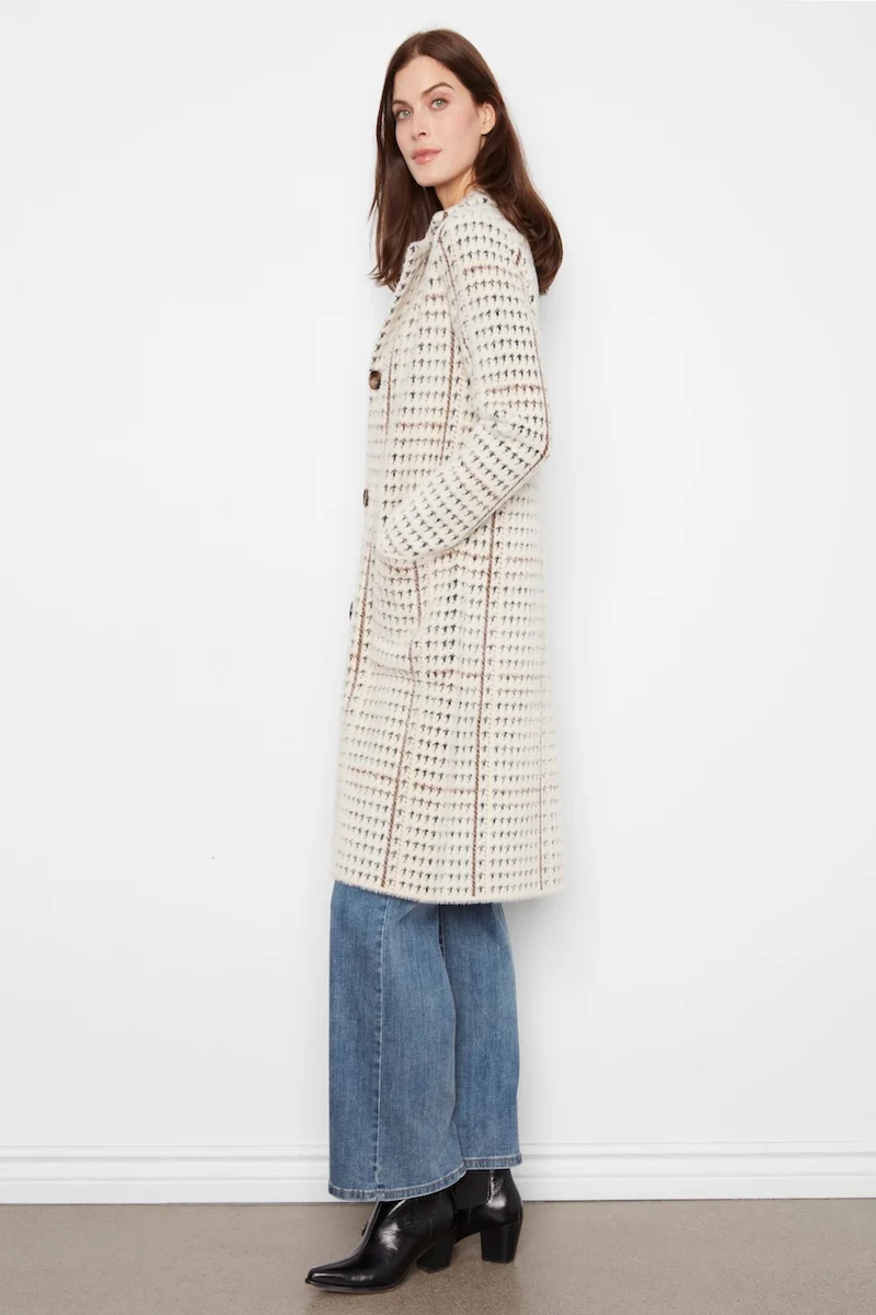 Le manteau-cardigan à carreaux Charlie B | C6326RR-950B
