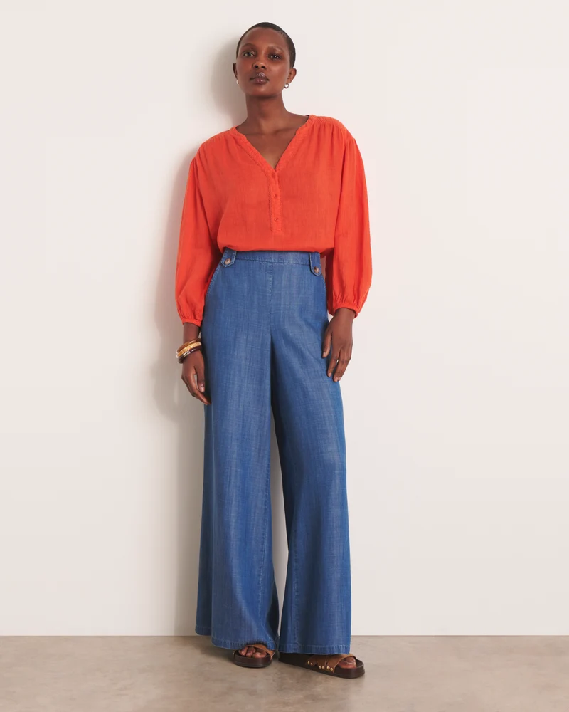 Blouse brodée orange CHAMPIGNY/13127/117