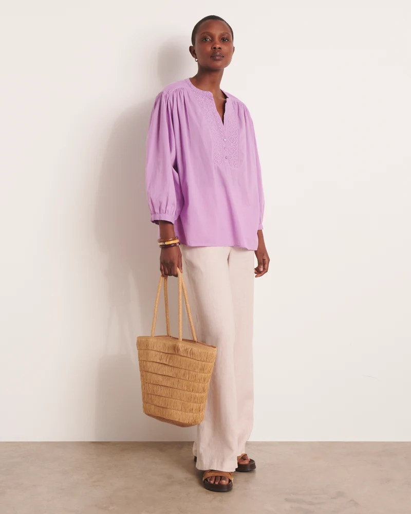 Blouse brodée violet CARREIRA/13079/351