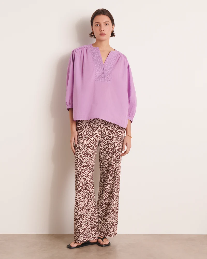 Blouse brodée violet CARREIRA/13079/351