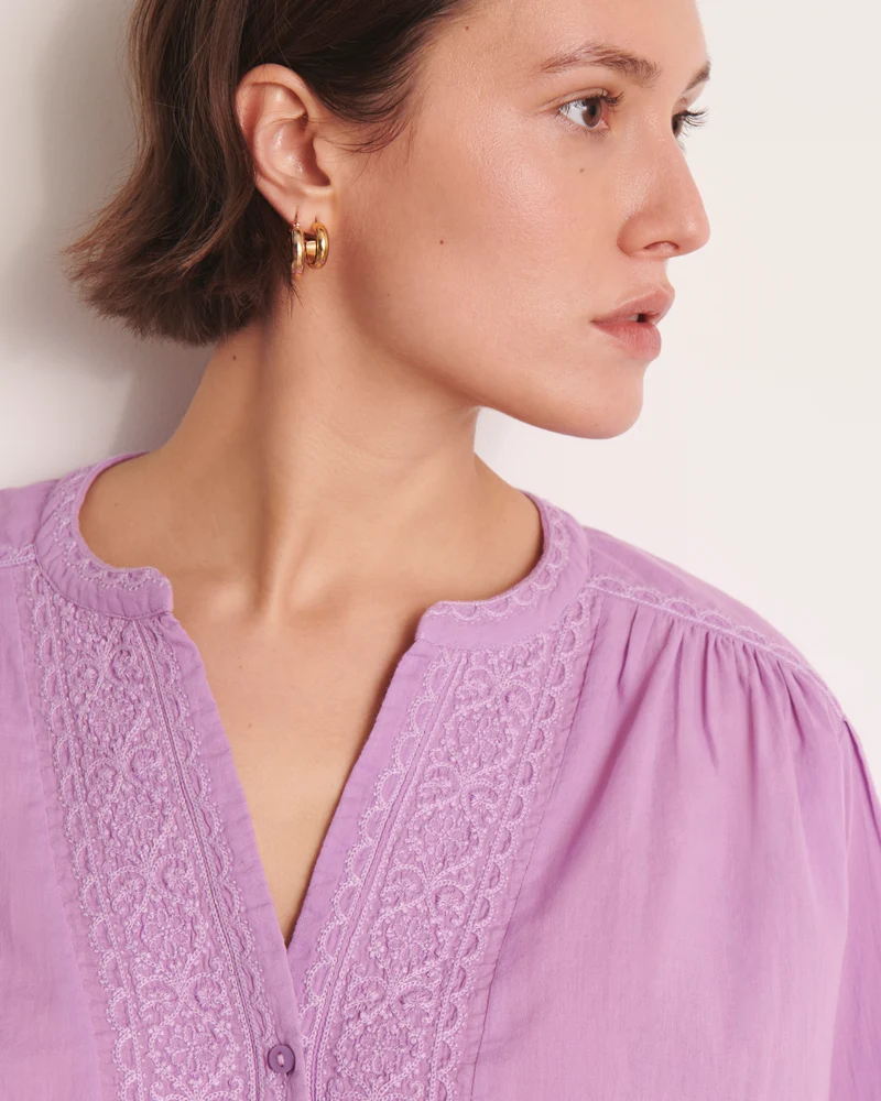 Blouse brodée violet CARREIRA/13079/351