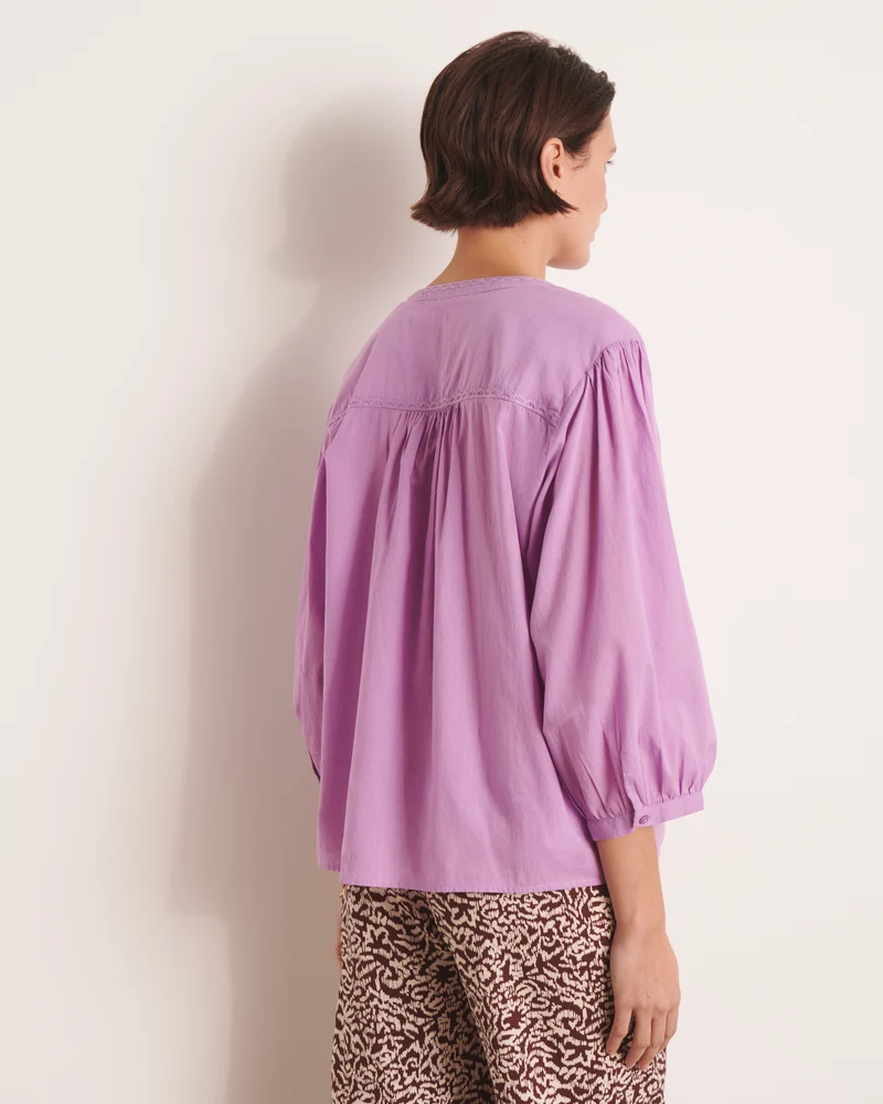 Blouse brodée violet CARREIRA/13079/351