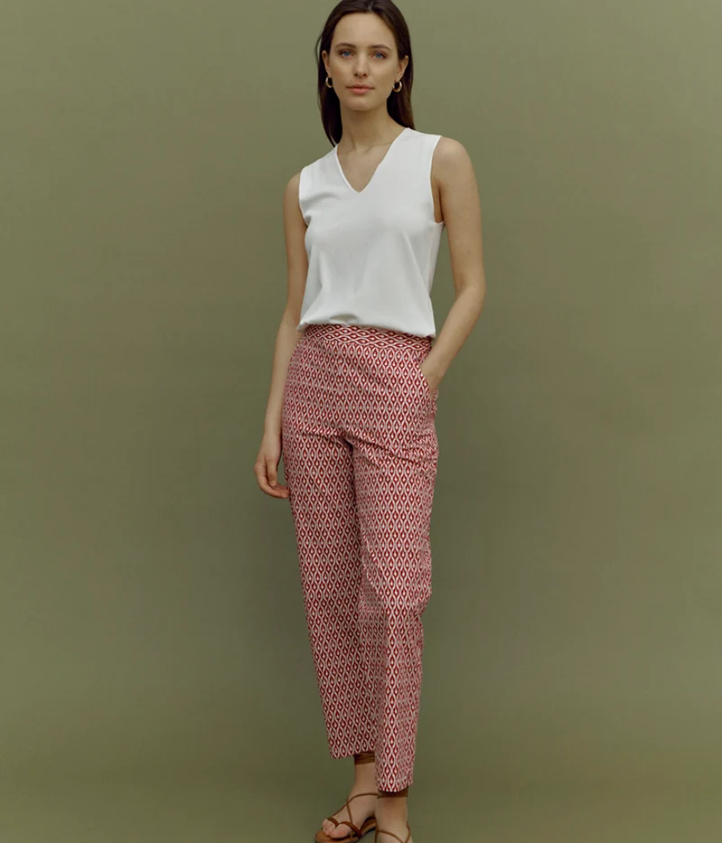 Pantalon cigarette imprimé en coton PANIS/85257/901