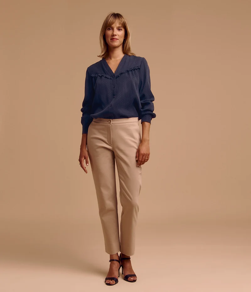 Pantalon droit en coton stretch PICOLINO85/85318/010