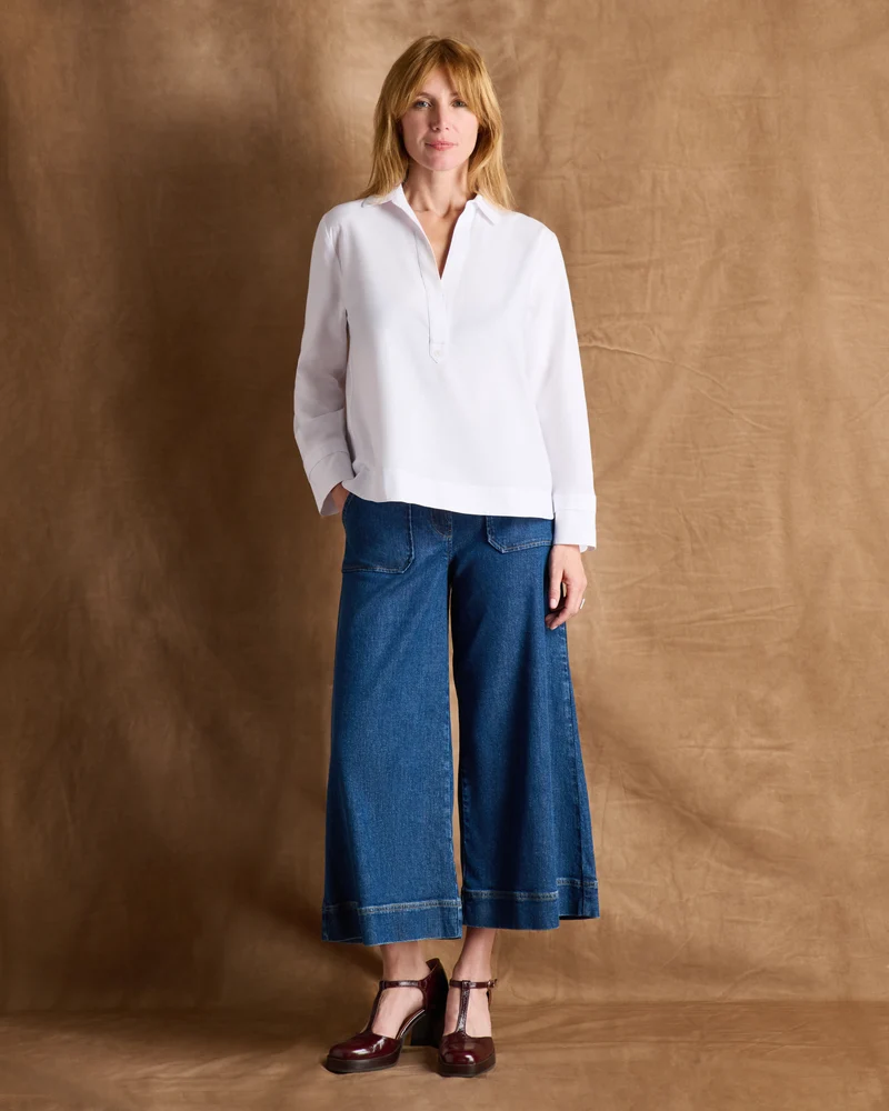 Blouse blanche col chemisier manches longues CELESTE/14069/001