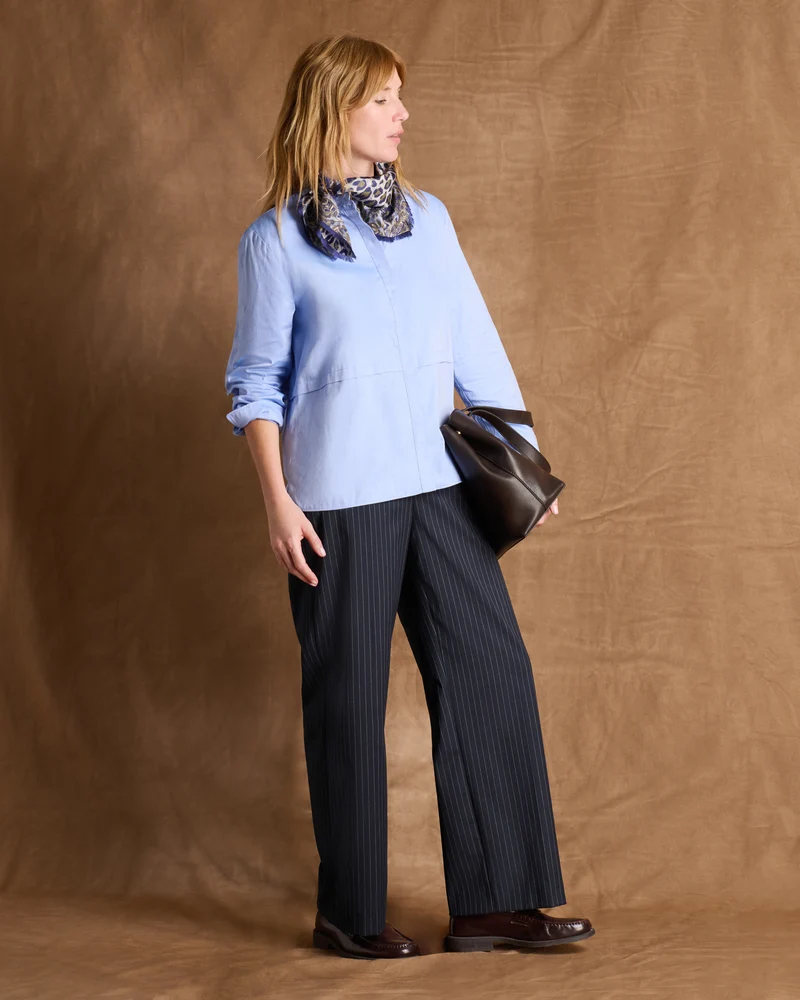 Pantalon bleu marine droit et large à rayures PHILBY-BIS-MR/14216/635