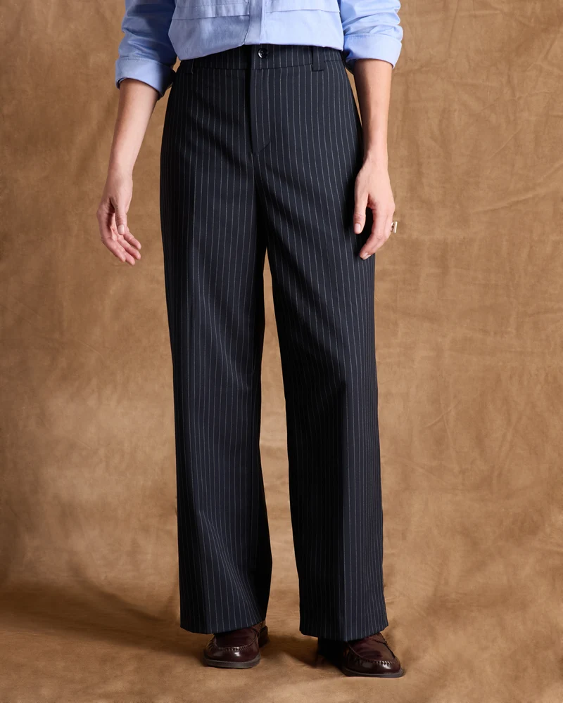 Pantalon bleu marine droit et large à rayures PHILBY-BIS-MR/14216/635
