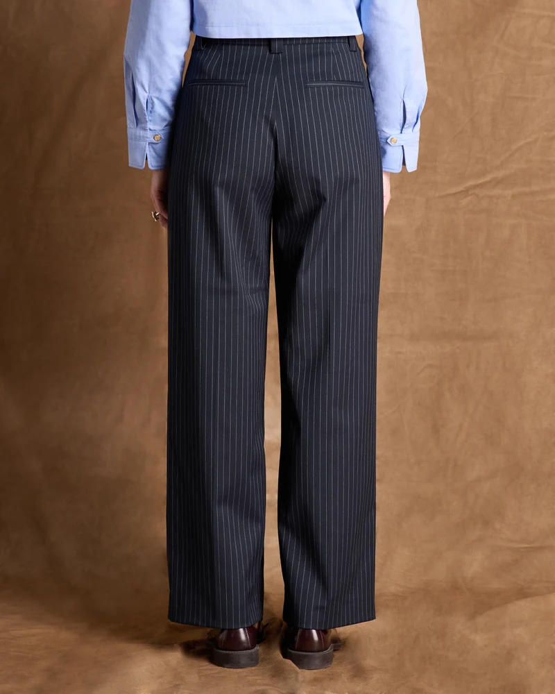 Pantalon bleu marine droit et large à rayures PHILBY-BIS-MR/14216/635