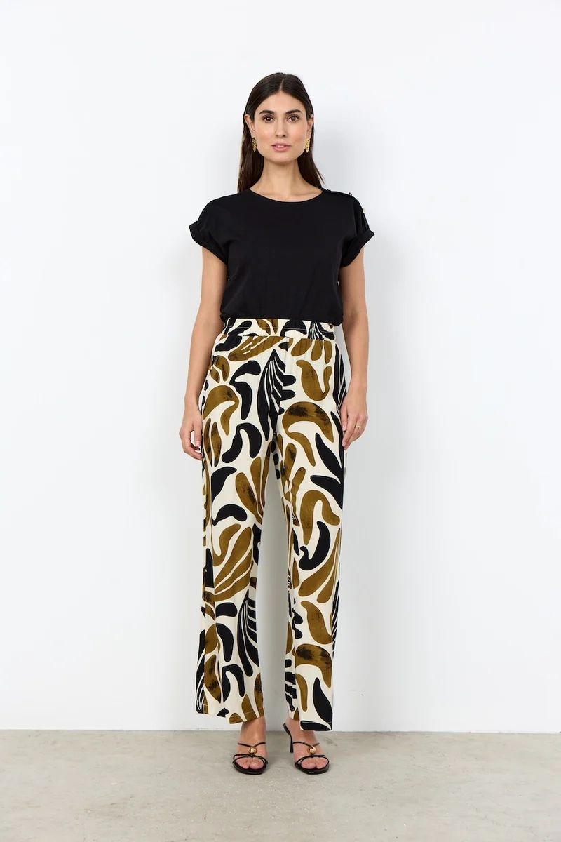 Le pantalon fluide imprimé abstrait Soya Concept | 41763