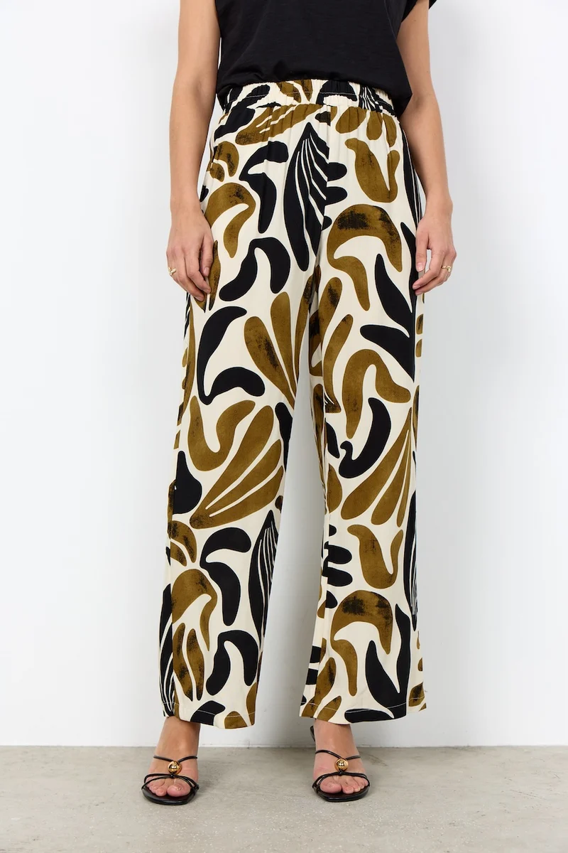 Le pantalon fluide imprimé abstrait Soya Concept | 41763