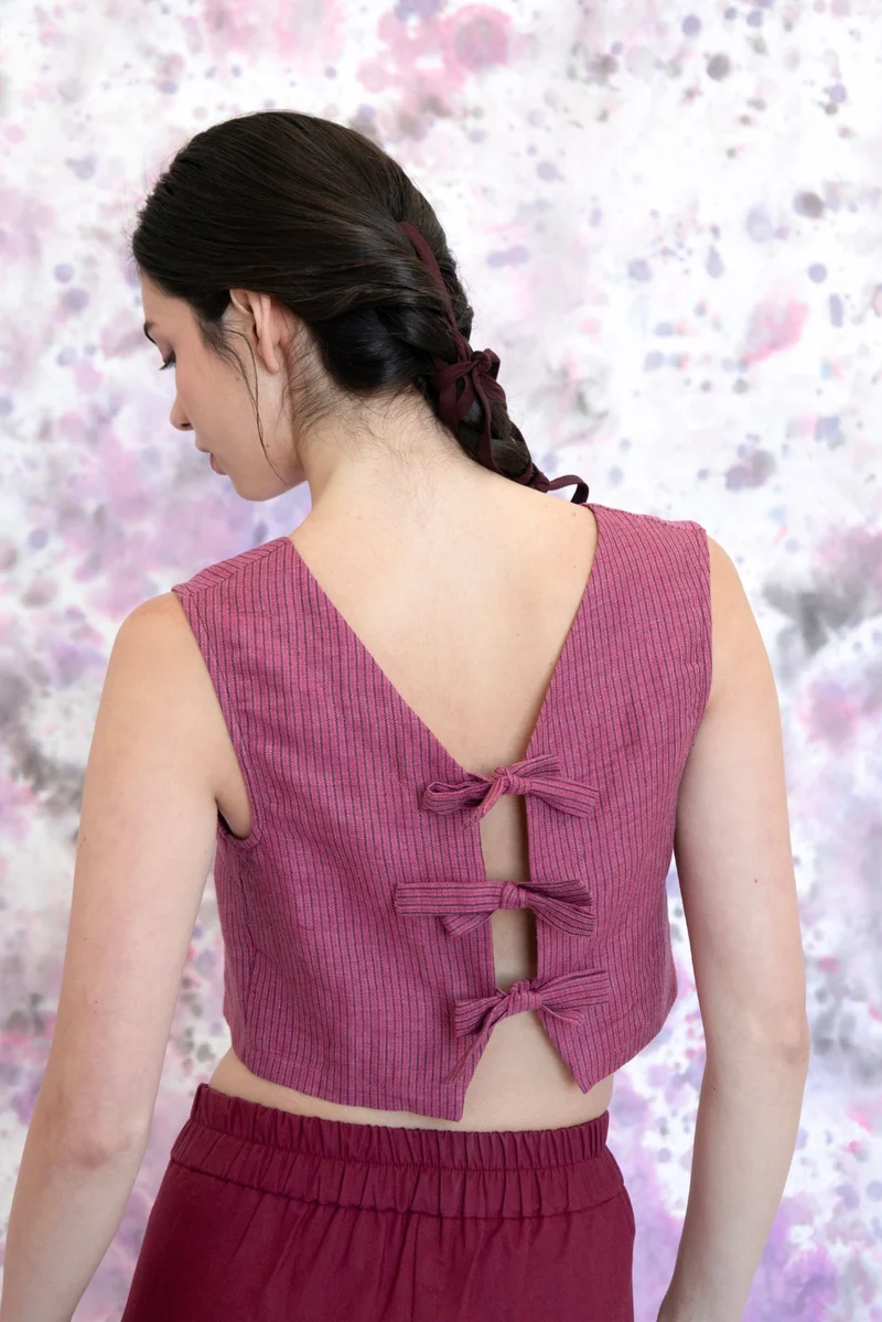 EVE LAVOIE Blouse Épilobe - Rayé Framboise