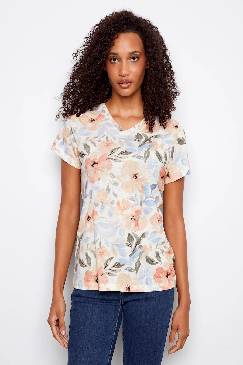 Le t-shirt imprimé délicat Charlie B.| C1231ZPK-258C