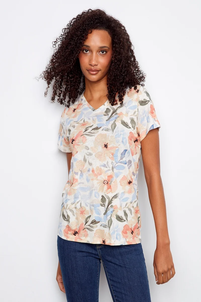 Le t-shirt imprimé délicat Charlie B.| C1231ZPK-258C