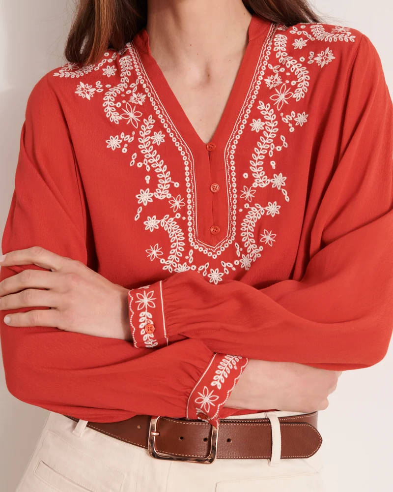 Blouse fluide brodée CLEO/12129/560