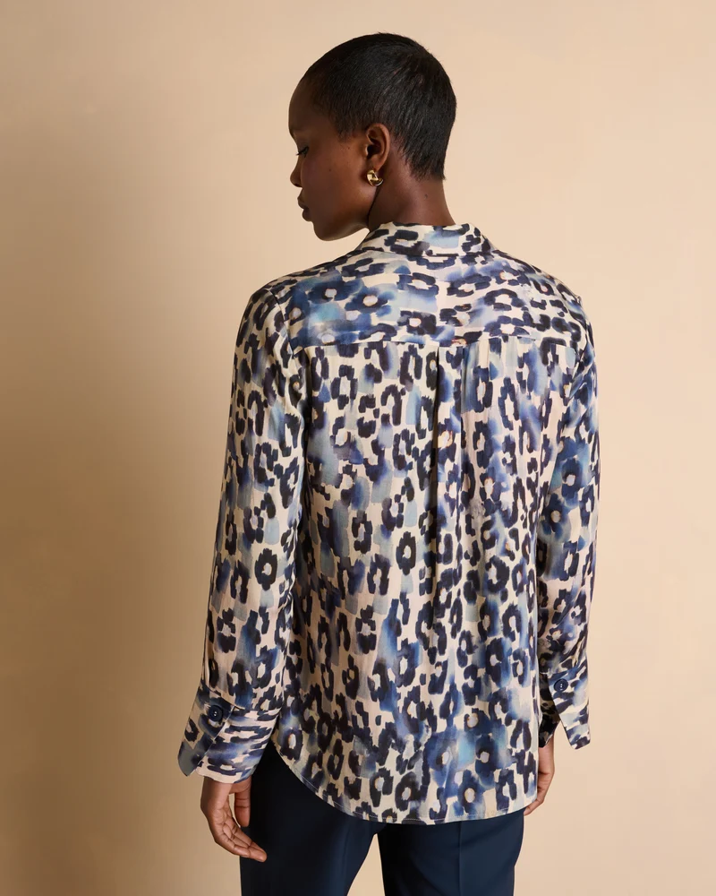 Chemise bleue imprimée manches longues CREATURE/14086/630