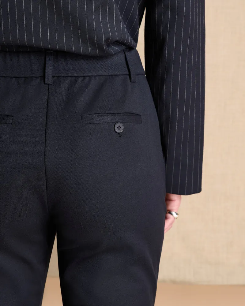 Pantalon bleu marine droit ceinture élastiquée PITCH/14013/317