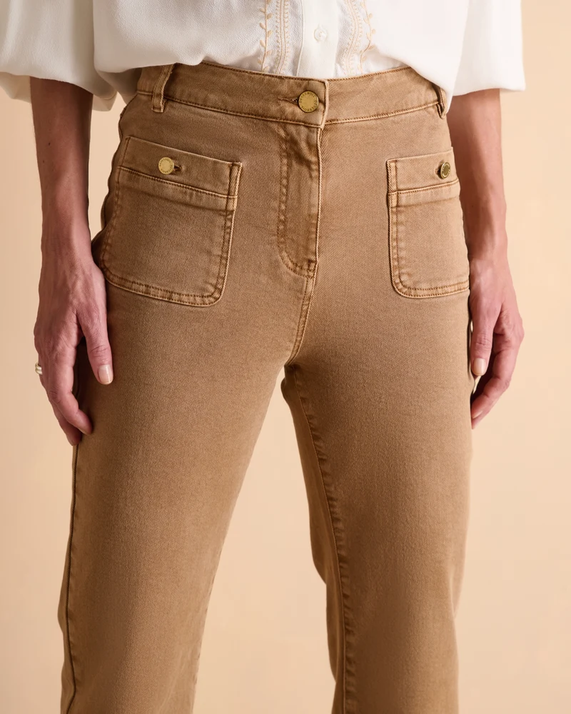 Pantalon marron coupe flare PANDORE-BIS-CM/14228/042