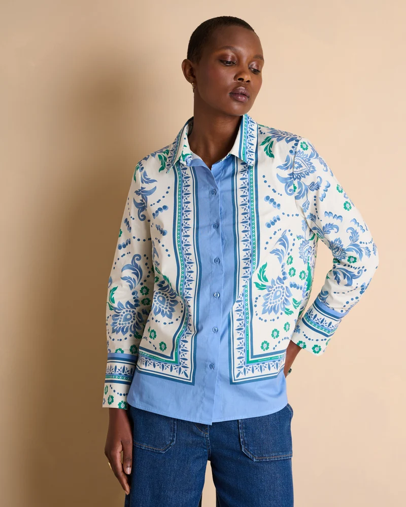 Chemise imprimée bleue manches longues CLEVELAND/14164/630