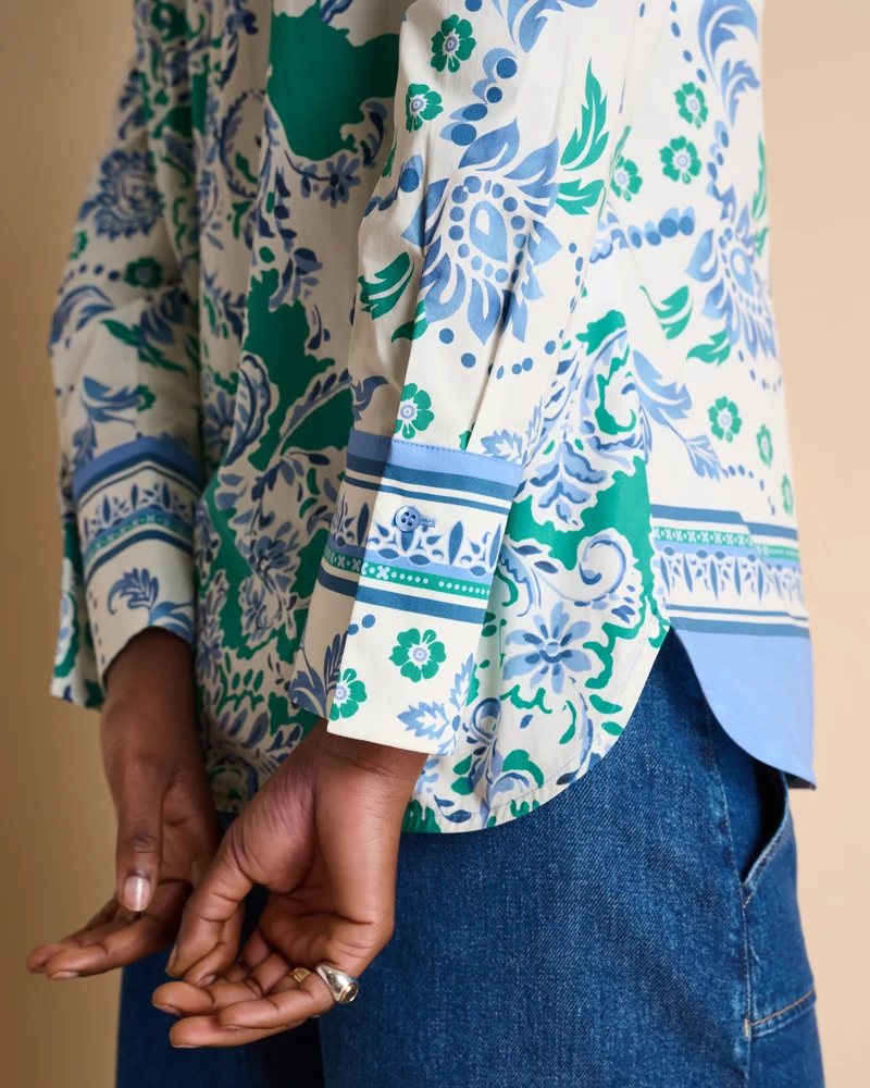 Chemise imprimée bleue manches longues CLEVELAND/14164/630