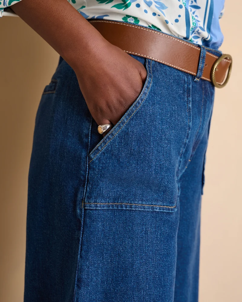 Jean jupe-culotte bleu longueur 7/8e PATRIOTE/14083/317