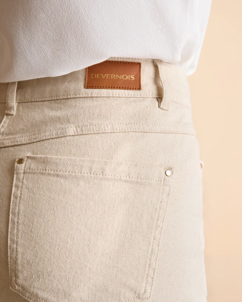 Pantalon beige coupe mom POMME/14071/007