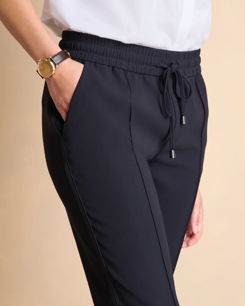 Pantalon bleu foncé taille élastiquée PLISDORSET/14044/312