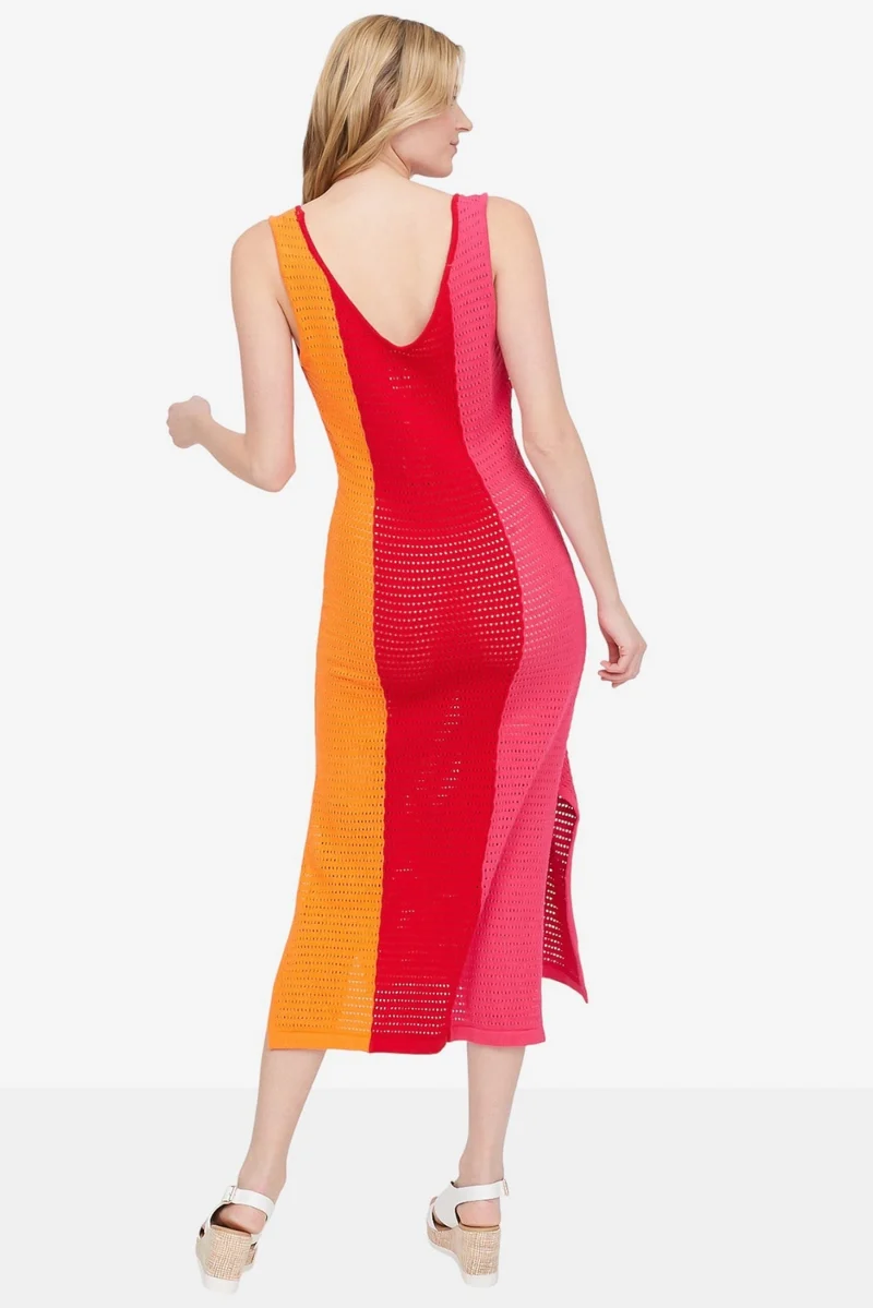 HILARY MACMILLAN Robe Crochet Tricolore