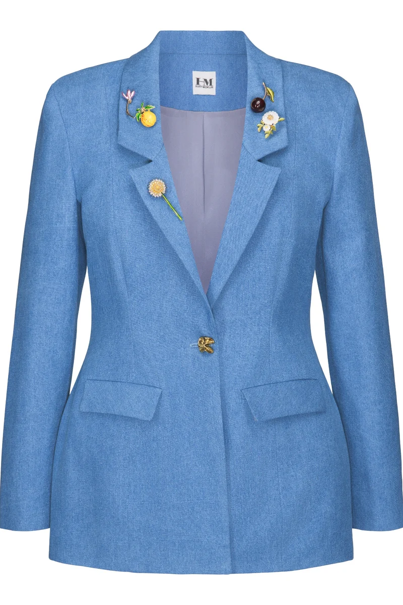HILARY MACMILLAN Blazer Denim à Pins