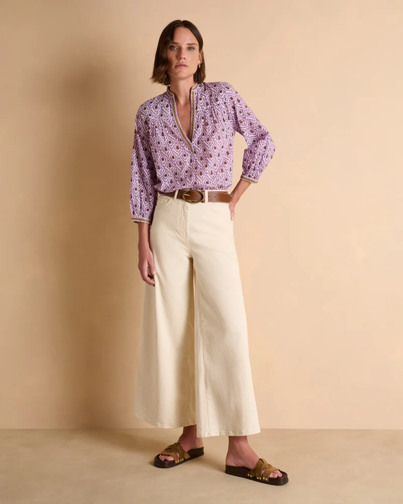 Jeans large 7/8e beige PAMPA/13334/007