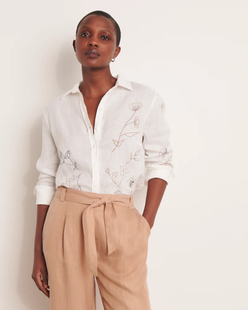 Chemise blanc cassé brodée CAMELIA/13143/511