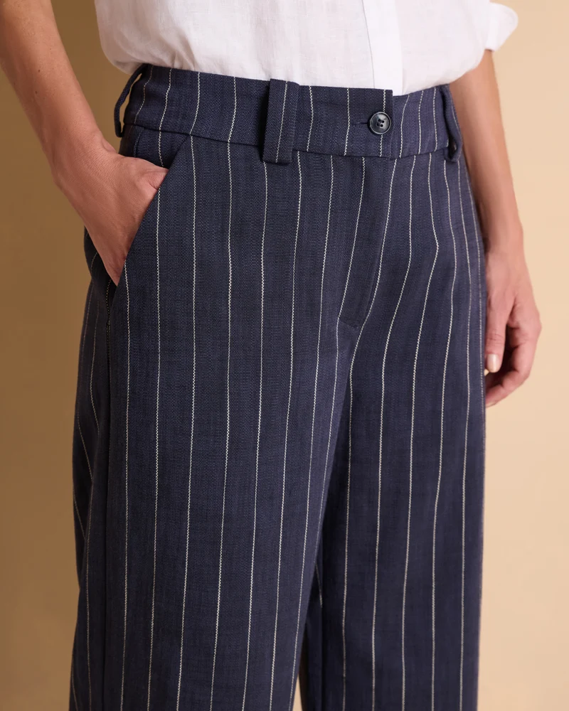 Pantalon large bleu marine à rayures PHILBY13/13323/635