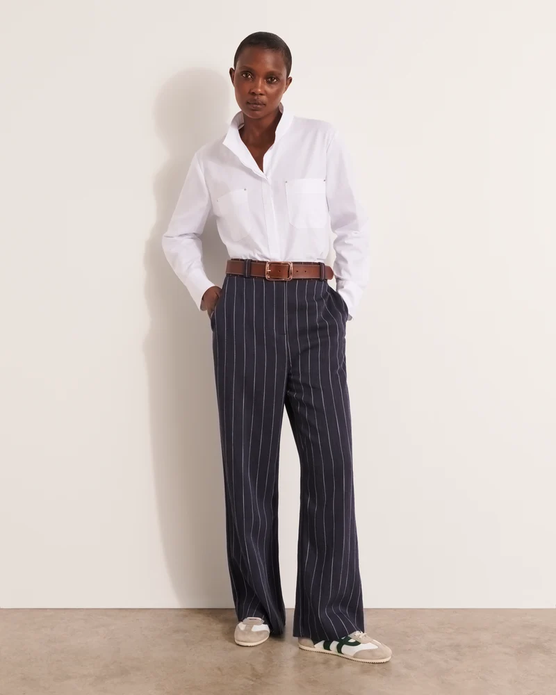 Pantalon large bleu marine à rayures PHILBY13/13323/635