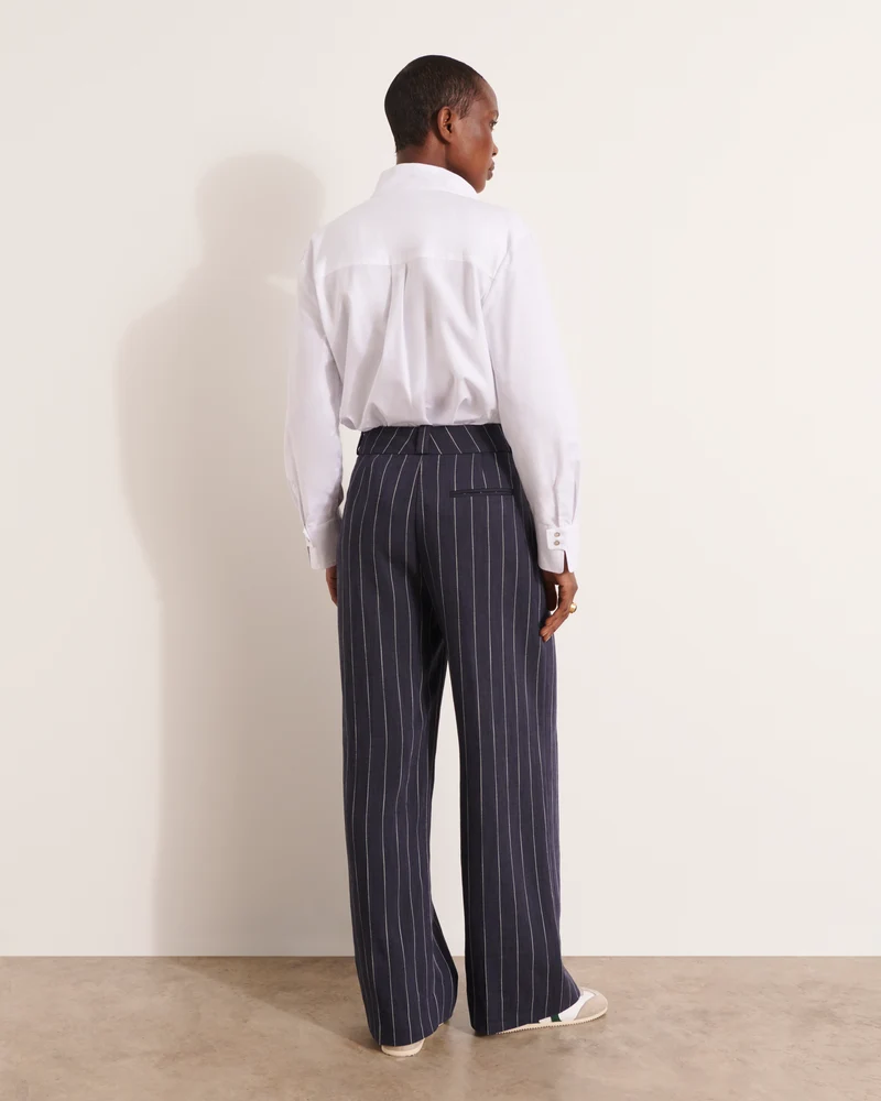 Pantalon large bleu marine à rayures PHILBY13/13323/635