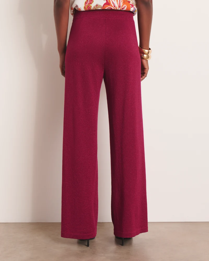 Pantalon large rose en maille jersey irisée YELLOW13/13157/906