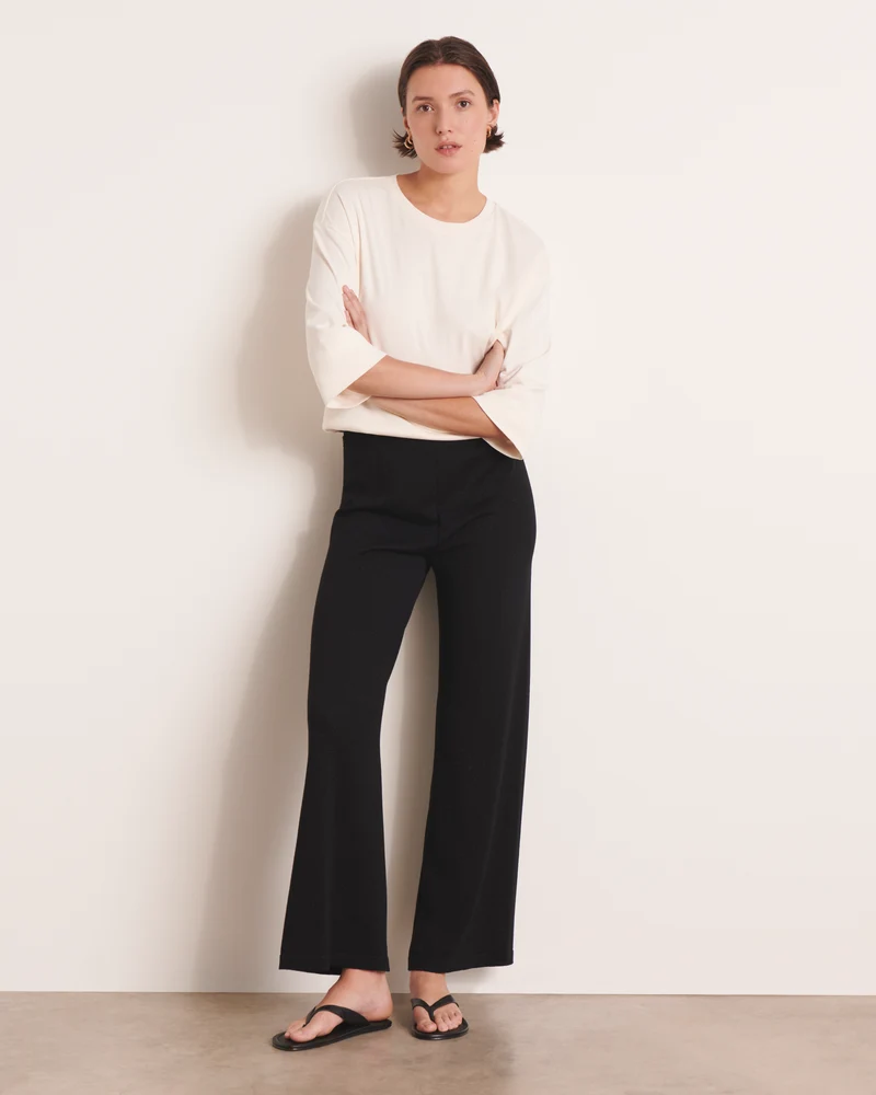 Pantalon large noir en maille jersey irisée YELLOW13/13157/921