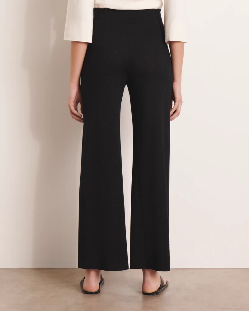 Pantalon large noir en maille jersey irisée YELLOW13/13157/921