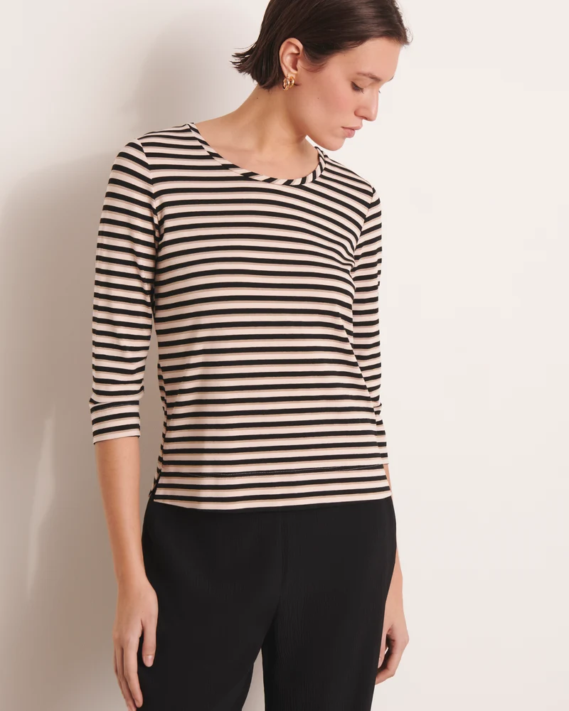 Tee-shirt marinière noir TIRAMISU/13116/670