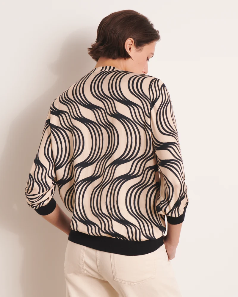 Blouse noire imprimée effet sweat CONCORDIA/13108/670