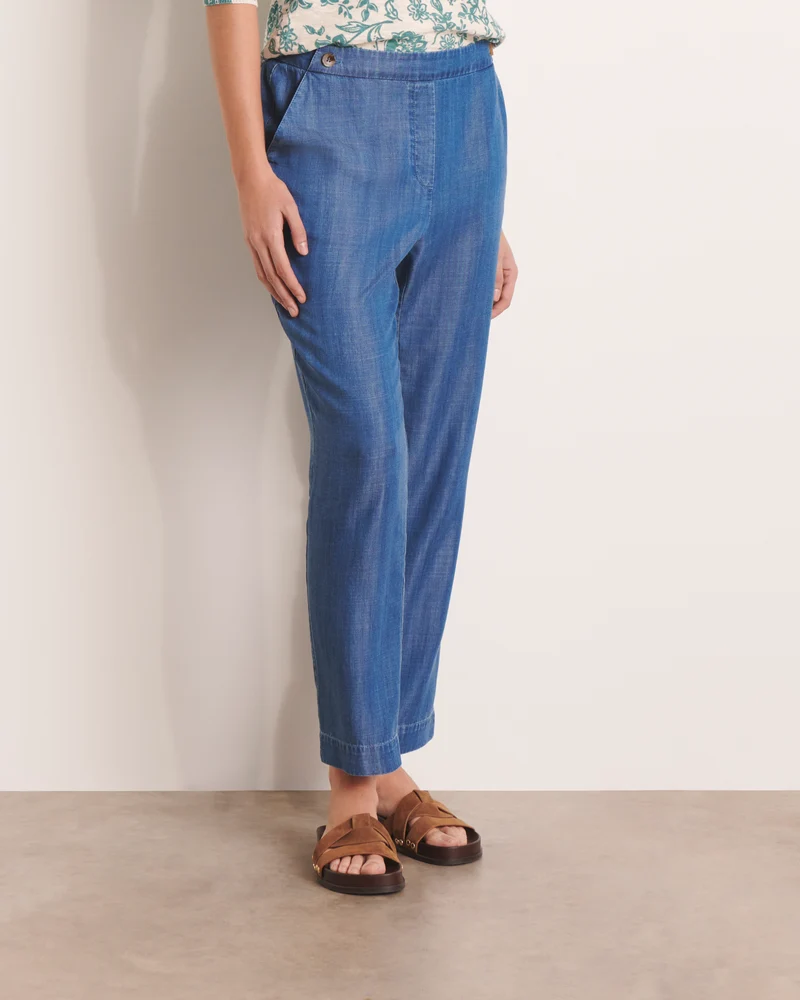 Pantalon bleu dos élastiqué PRUNELLE/13214/296