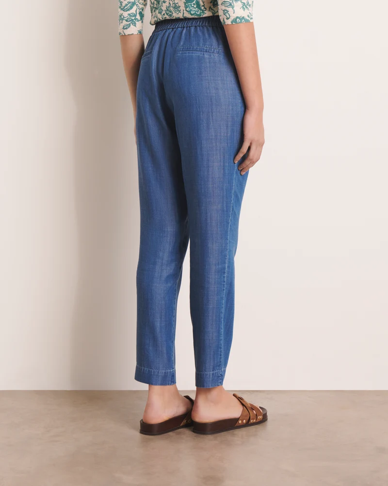 Pantalon bleu dos élastiqué PRUNELLE/13214/296