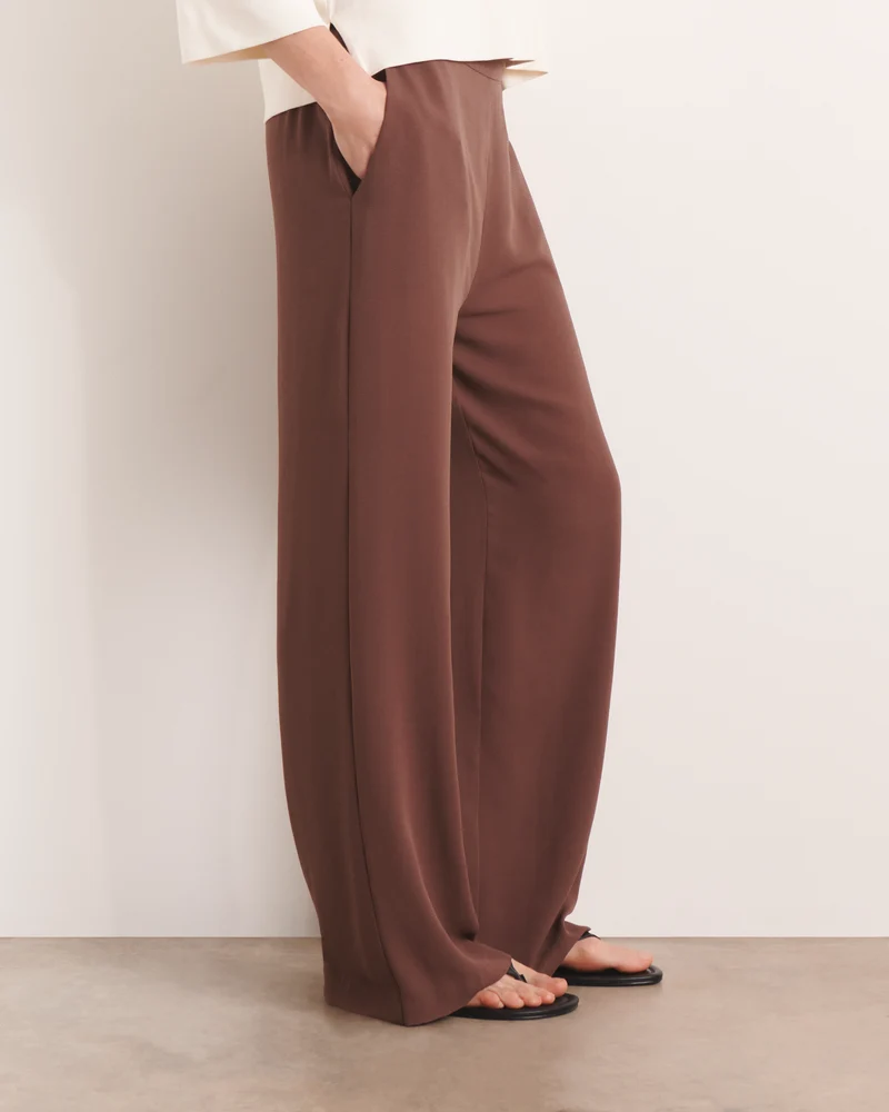 Pantalon large et fluide marron PORTOROSSO/13119/053