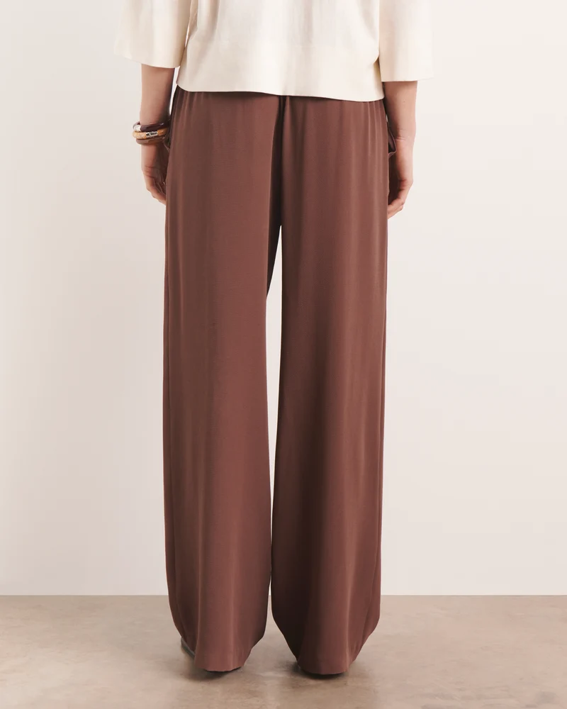 Pantalon large et fluide marron PORTOROSSO/13119/053
