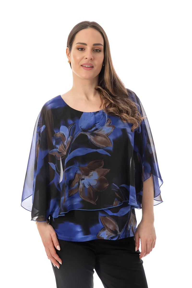 La blouse fleurie à voile superposé Bali | 8983