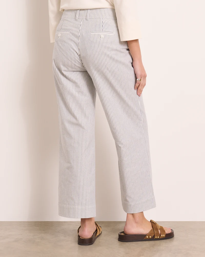 Pantalon droit écru à rayures PROMESSE/13215/521